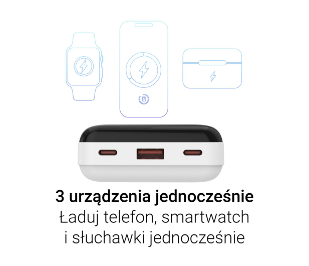 Silver Monkey Powerbank Smart 20 000 mAh 22.5W Biały - 1481433 - zdjęcie 5